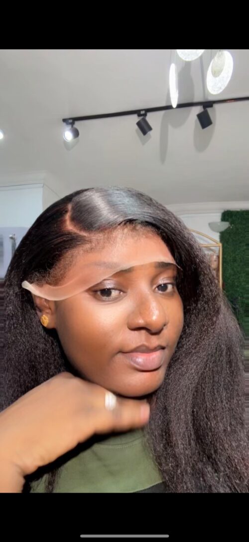 16 inches kinky straight with swiss lace 13by4 frontal - Image 2