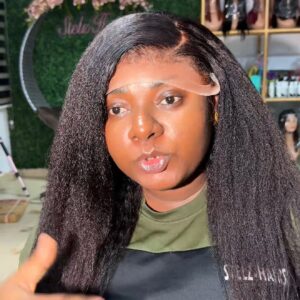 16 inches kinky straight with swiss lace 13by4 frontal