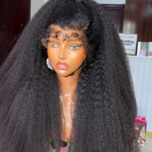26 inches Natural kinky straight with HD frontal lace