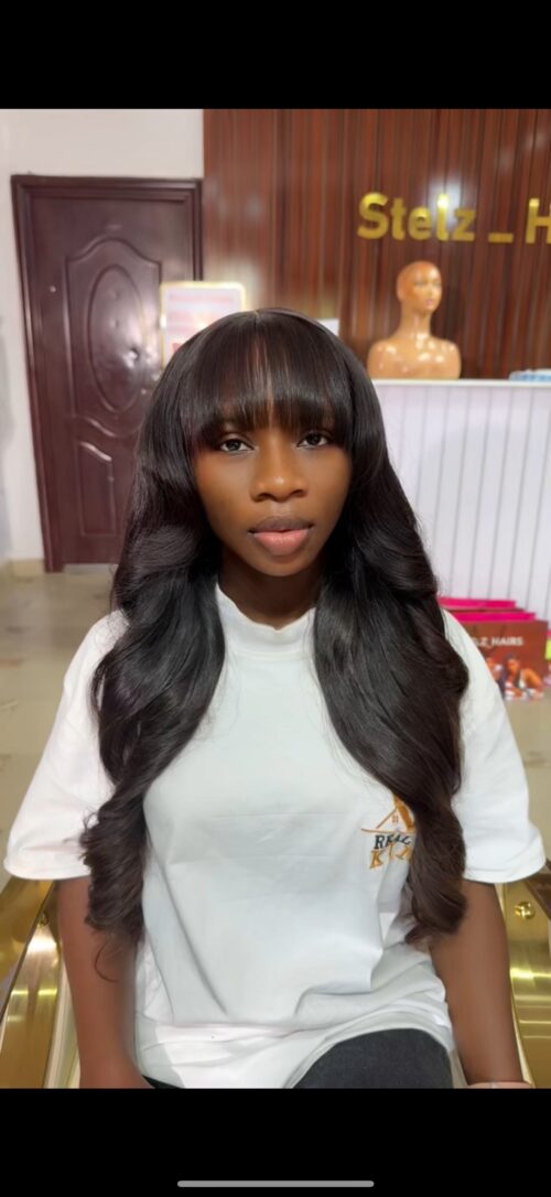 24 inches babythin wavy fringe wig 350g with 5by5 closure
