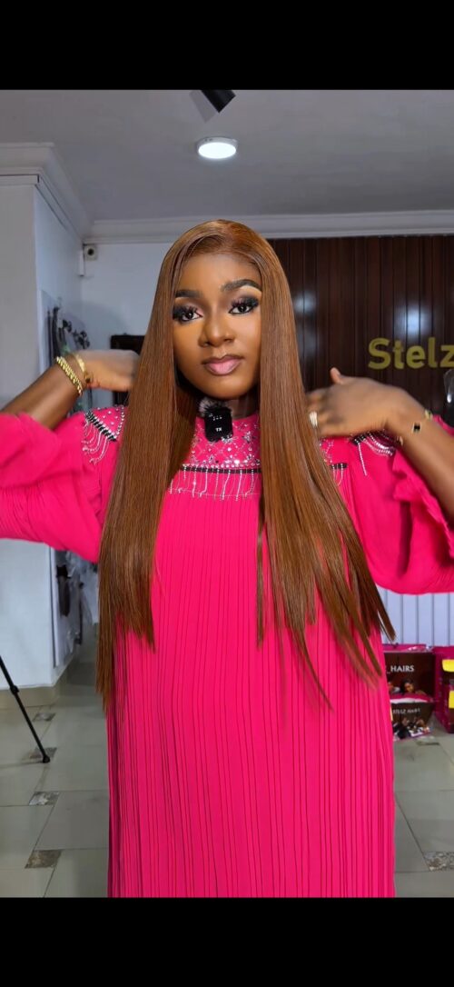 26 inches honey brown sdd bonestraight with 5by5 closure 300g