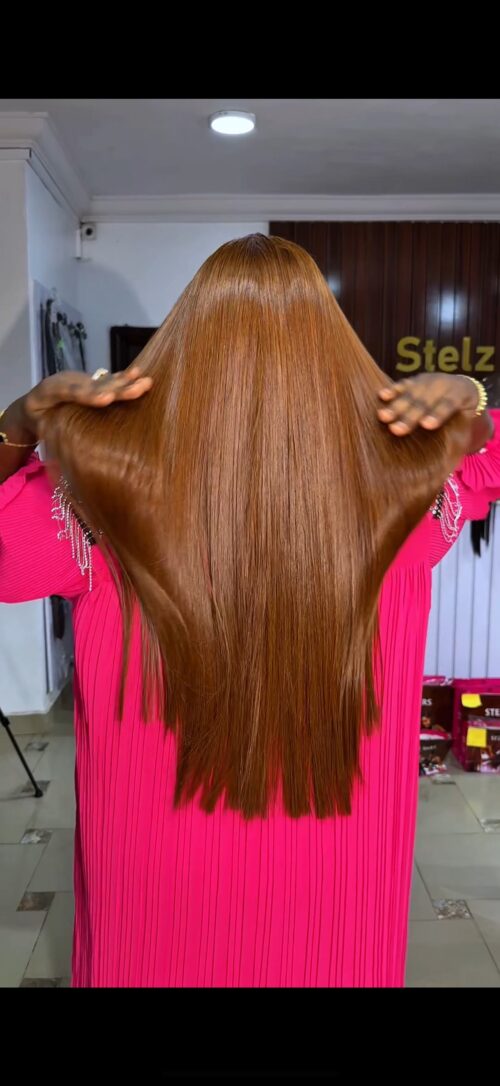 26 inches honey brown sdd bonestraight with 5by5 closure 300g - Image 2