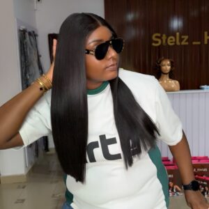 22 inches vietnamese bonestraight with 5by5 HD lace closure