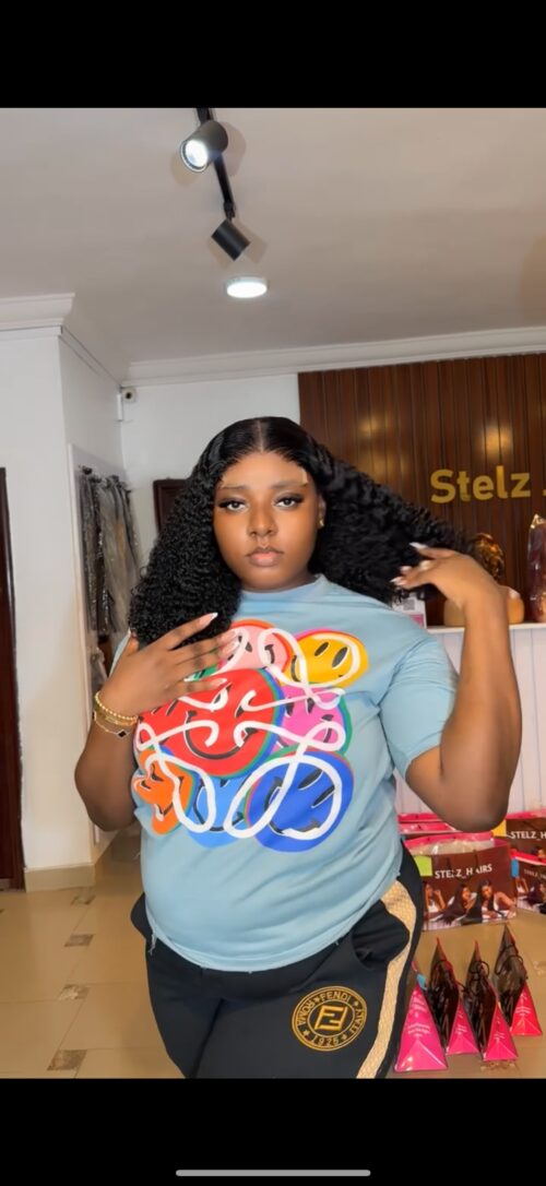 16 inches pixel curls with 5by5 closure