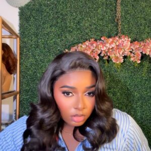 14 inches black bouncy with 5by5 closure 300g