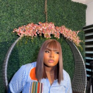 14 inches donor brown closure fringe