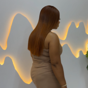 20 inches ginger bonestraight with 5*5 closure