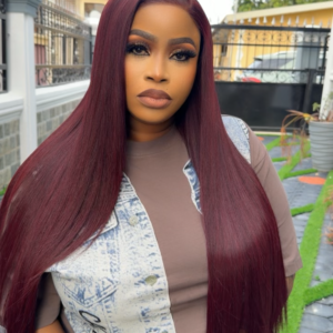 24 inches burgundy bonestraight with 5*5 closure
