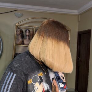 10 inches brown and blonde raw donor bonestraight with kim k closure