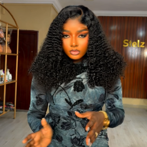 18 inches pixie curls with customized 5*5 closure