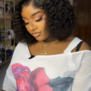 10 inches pixie curls with customized  5*5 closure