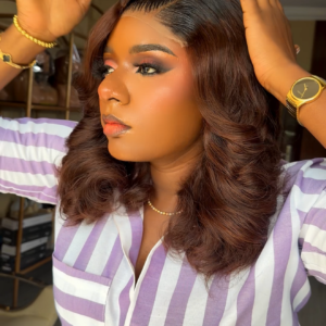 16 inches brown bouncy with 5*5 closure